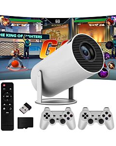 4K Smart HD Projector with Android, 120 ANSI Lumens, 180°, WiFi & Bluetooth, 130" Display, Dual 2.4G Wireless Bluetooth Controllers, 10k+ Video Games, HDMI, 360° Sound Experience