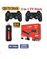 كيو 9 دوال سيستم جيم ستيك 8K ريترو فيديو جيمز كونسول مع وايرليس كونترولر 64G TV ستيكس 10000+ جيمز
